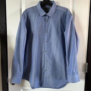 Calvin Klein Blue Micro Diamond Slim Fit Dress Shirt | Men’s 17